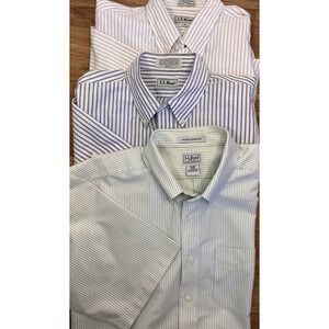 LL Bean Short Sleeve Shirts Cotton Button Up Men's Size 18R Set Of 3 Casual